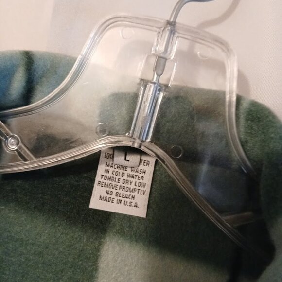 New Plaid Fleece Full Zip up Sweatshirt womens L Green Sage Collared w/2 Pockets - Picture 8 of 8